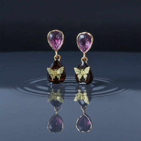 Butterfly Gemstone Drop Earrings jewellery product view 2