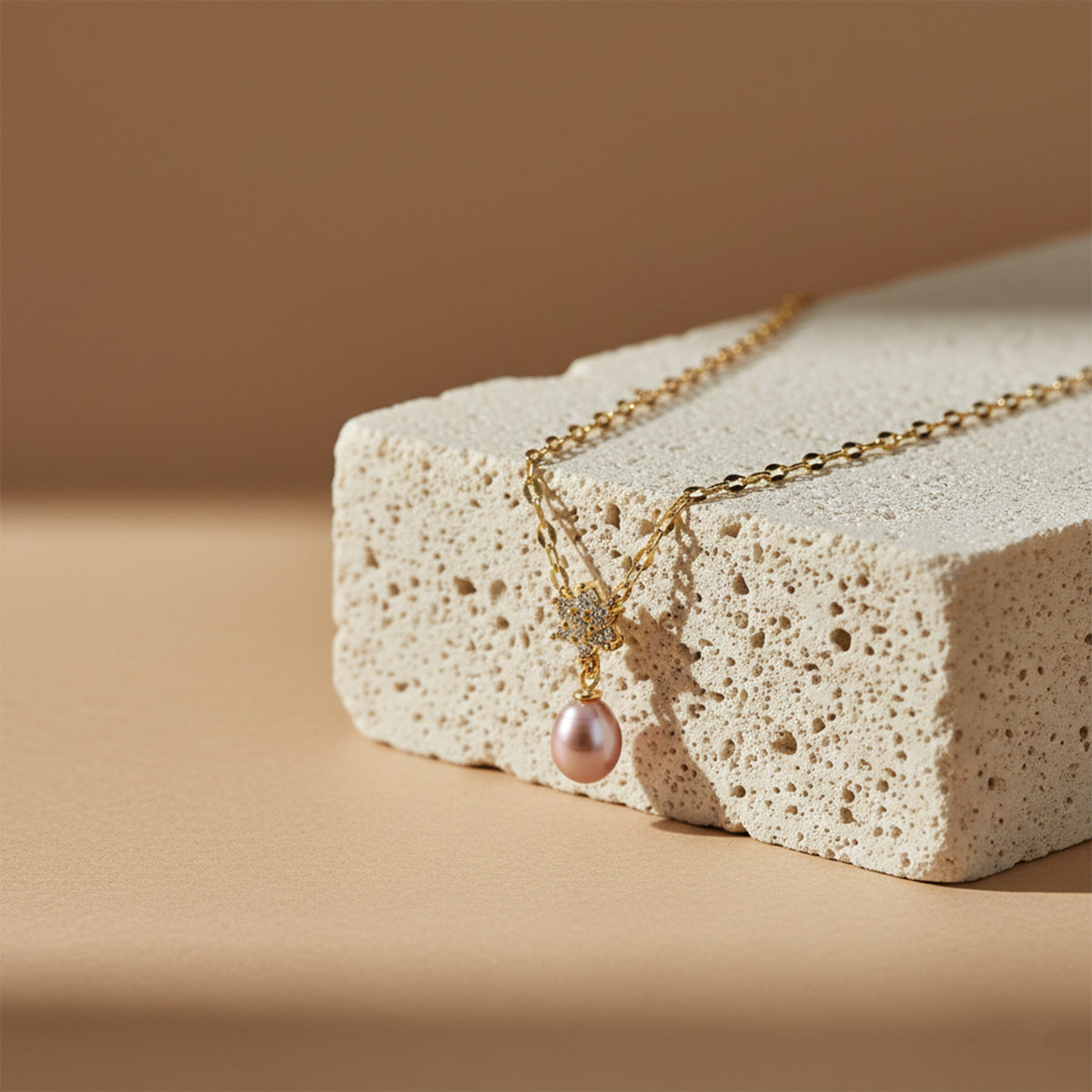 Floral Pink Pearl Drop Pendant Necklace jewellery product view 1