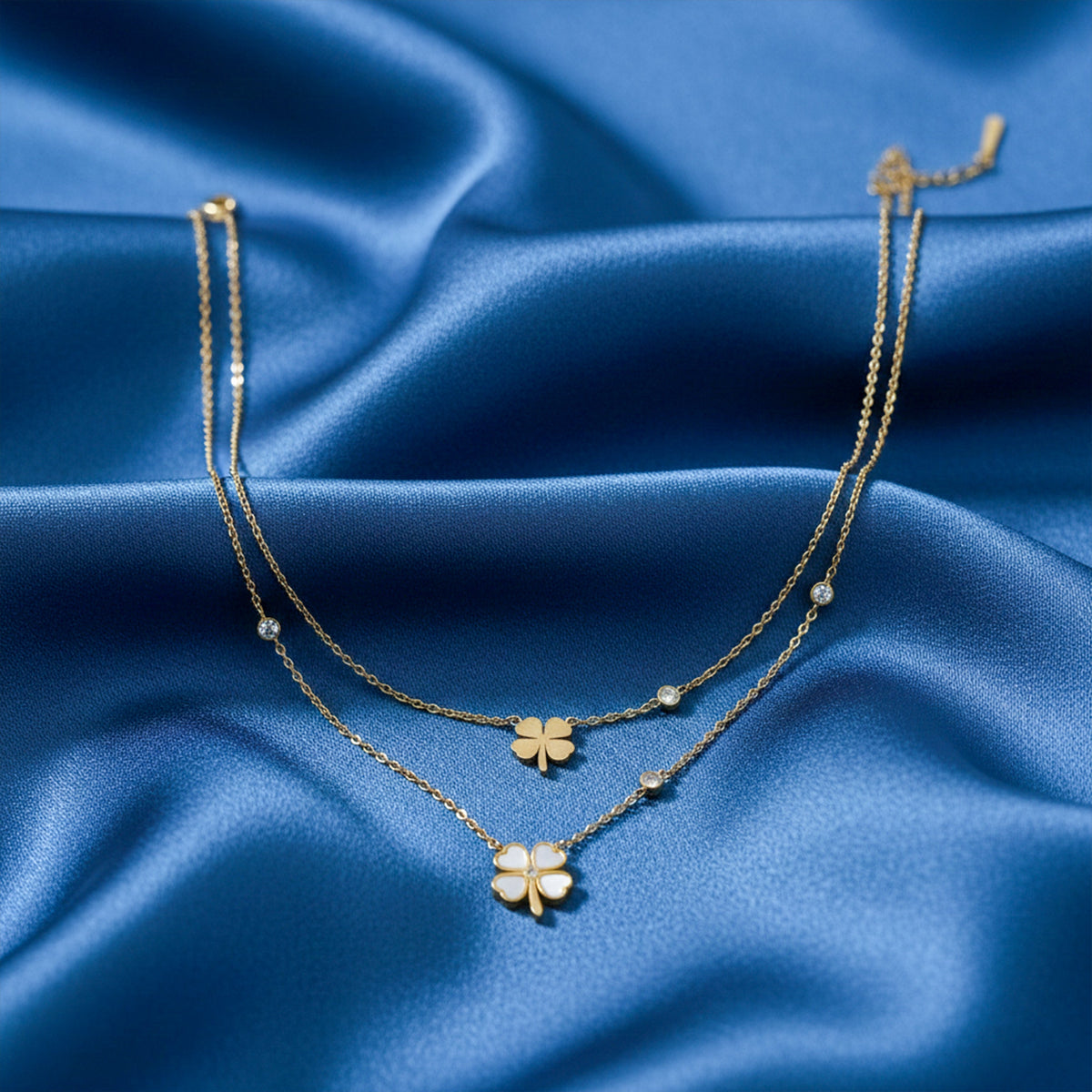 Minimal Clover Pendant Layered Necklace jewellery product view 2