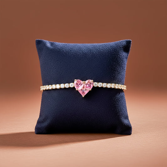 Pink Heart Diamond Tennis Bracelet jewellery product view 2