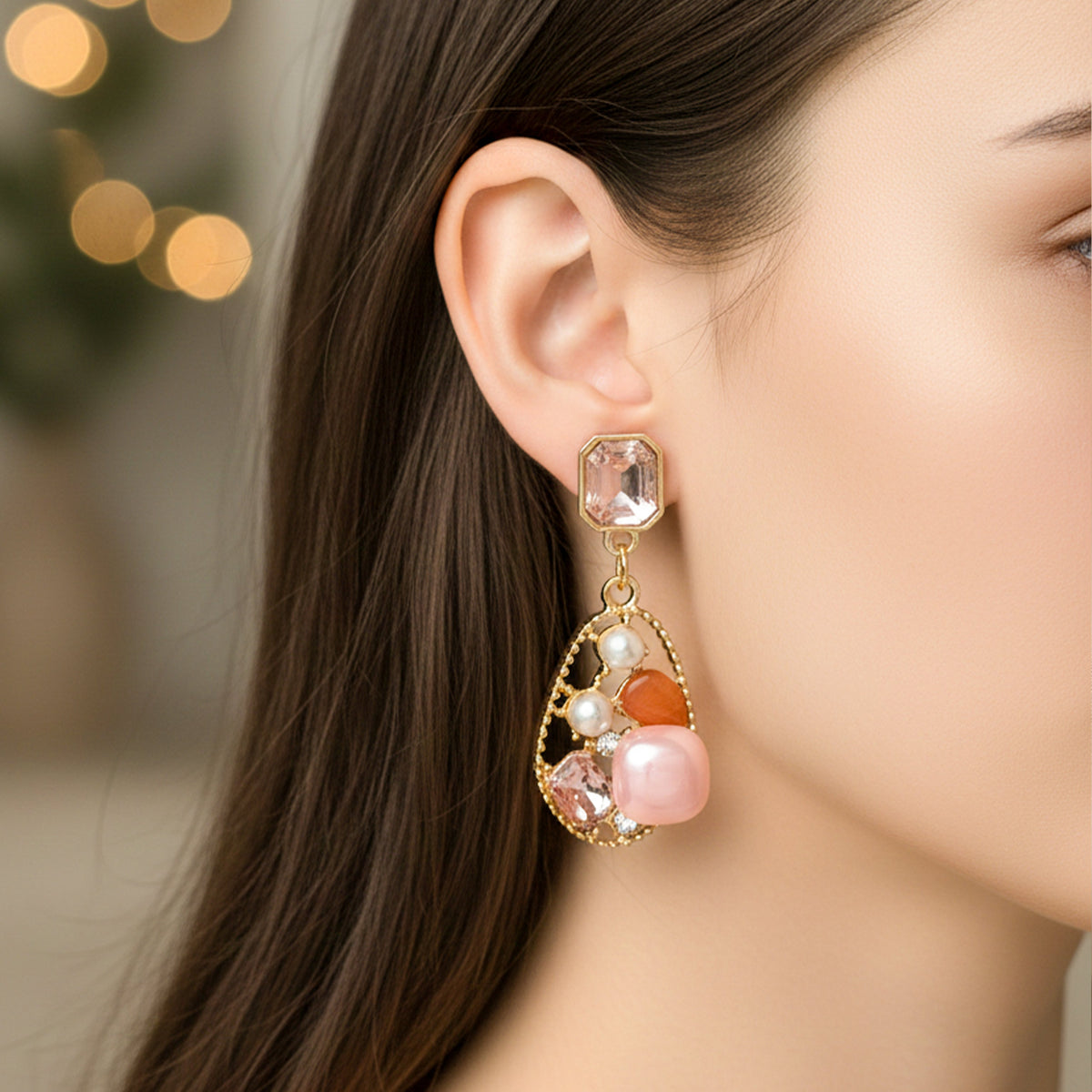 Pink Luxe Charm Earrings jewellery product view 3