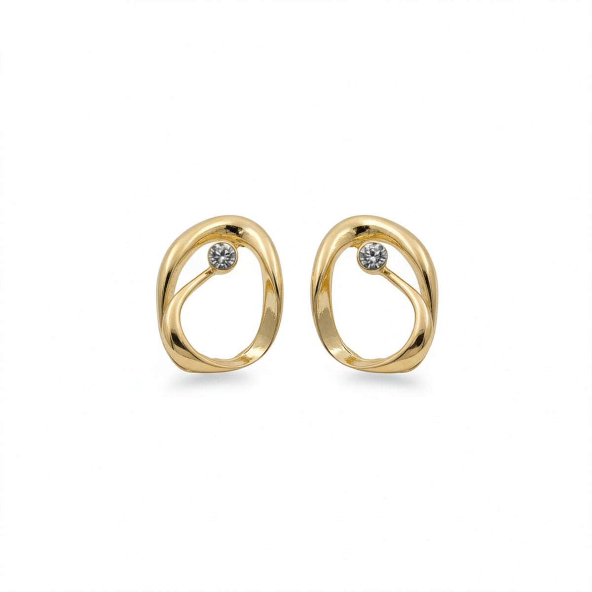 Orbit Diamond Gold Earrings jewellery product view 6