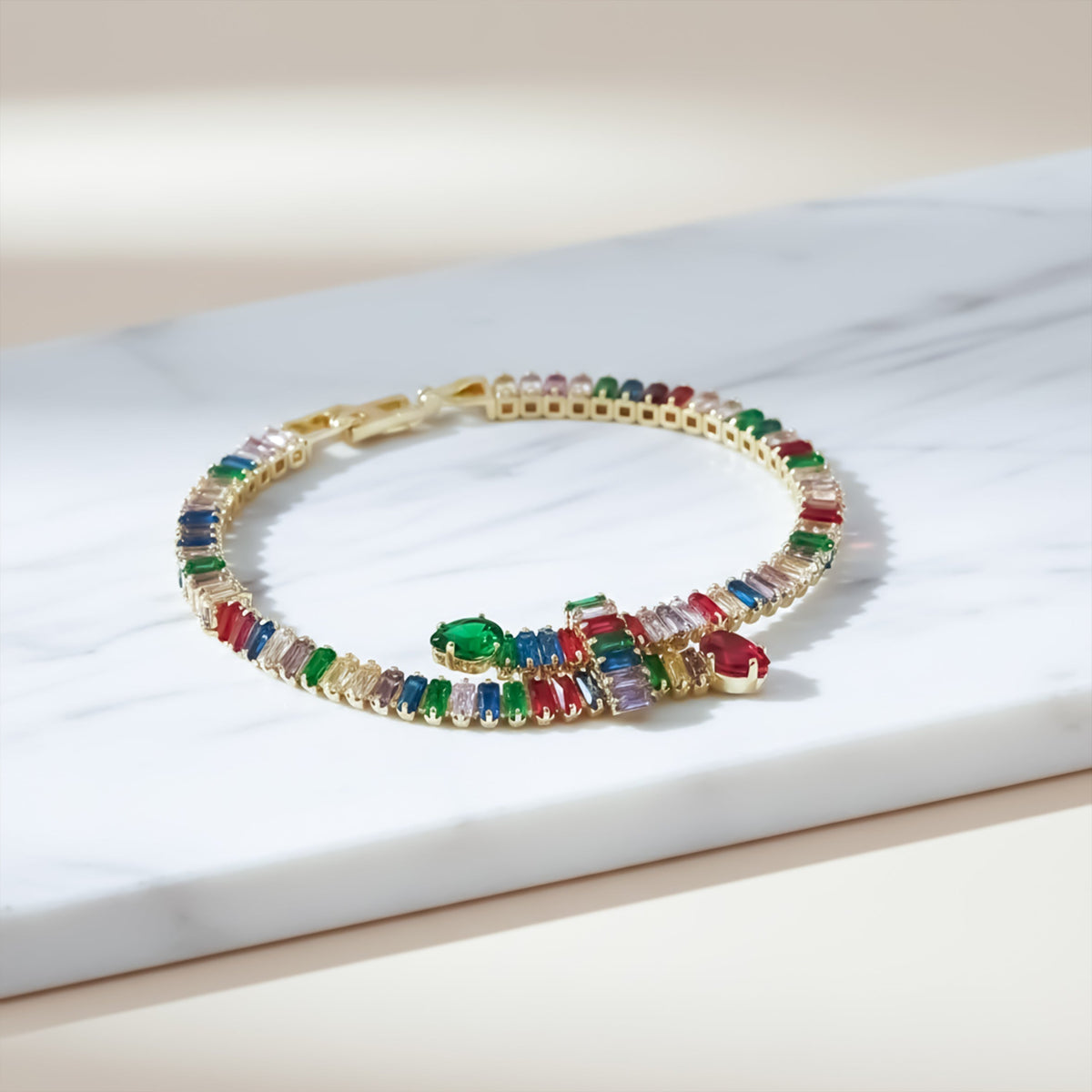 Regalia Rainbow Baguette Tennis Bracelet jewellery product view 2