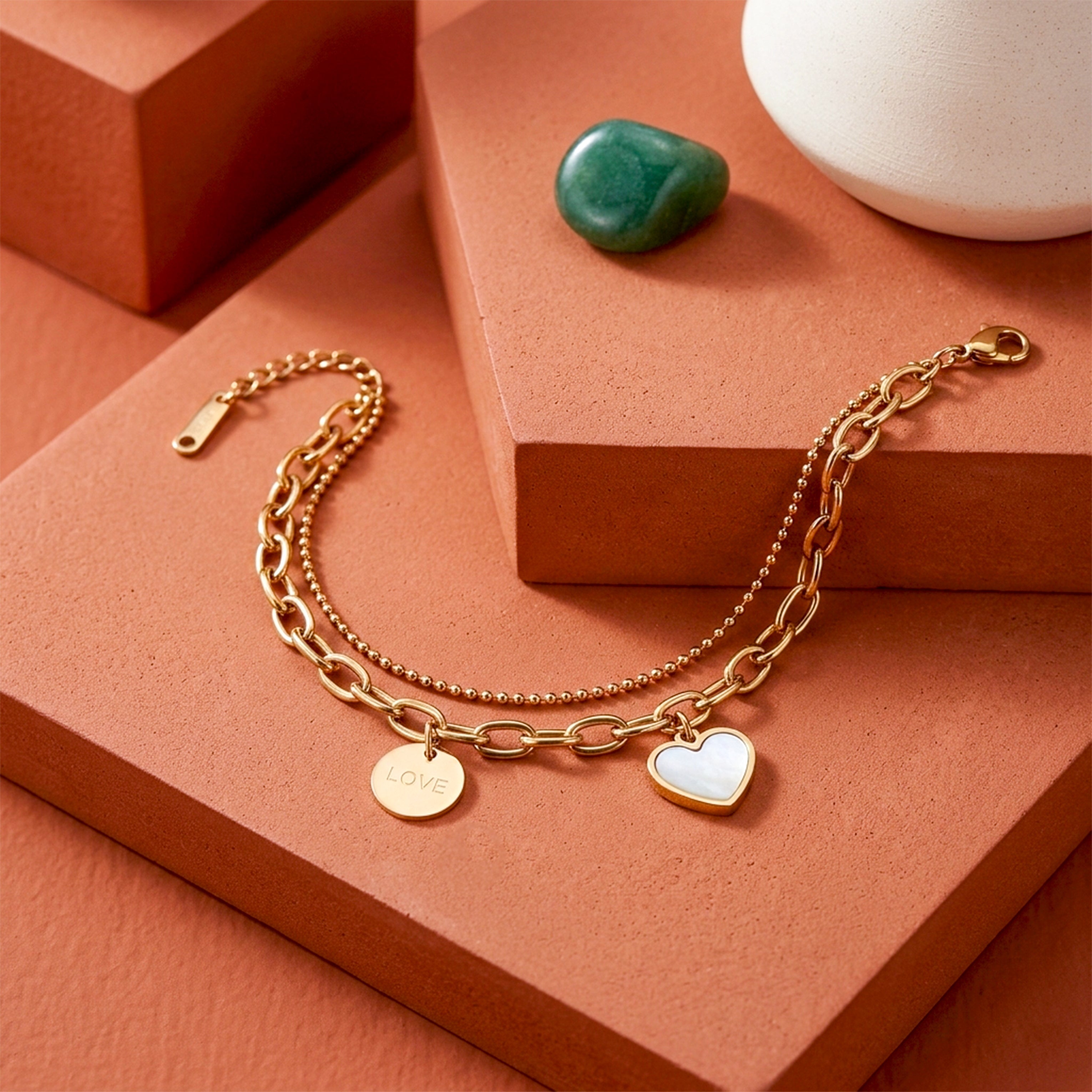 Amoura Luxe Heart Charm Bracelet jewellery product view 1