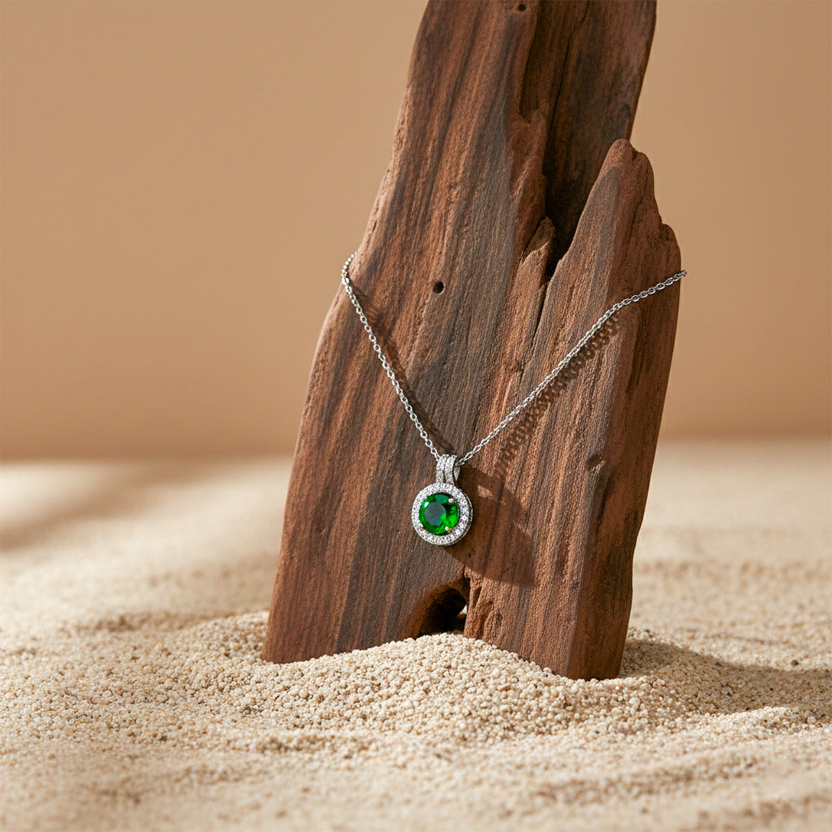 Imperial Emerald Halo Necklace jewellery product view 1