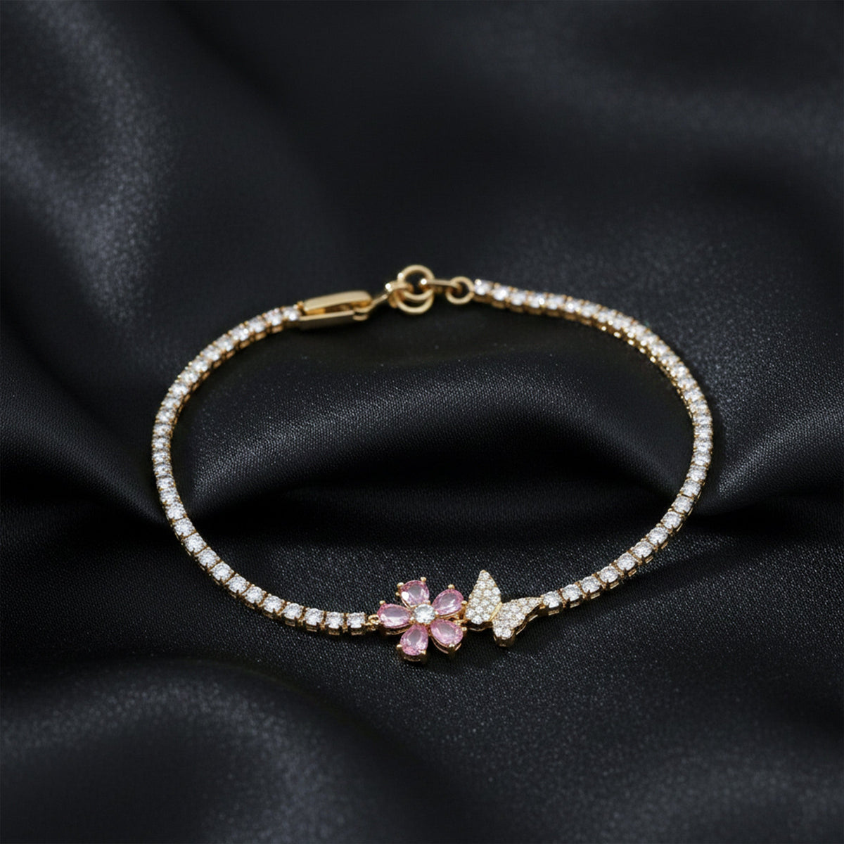 Celestial Pink Blossom Tennis Bracelet jewellery product view 4
