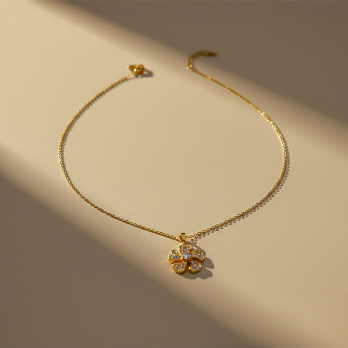 Veloura Diamond Flower Charm Necklace jewellery product view 4