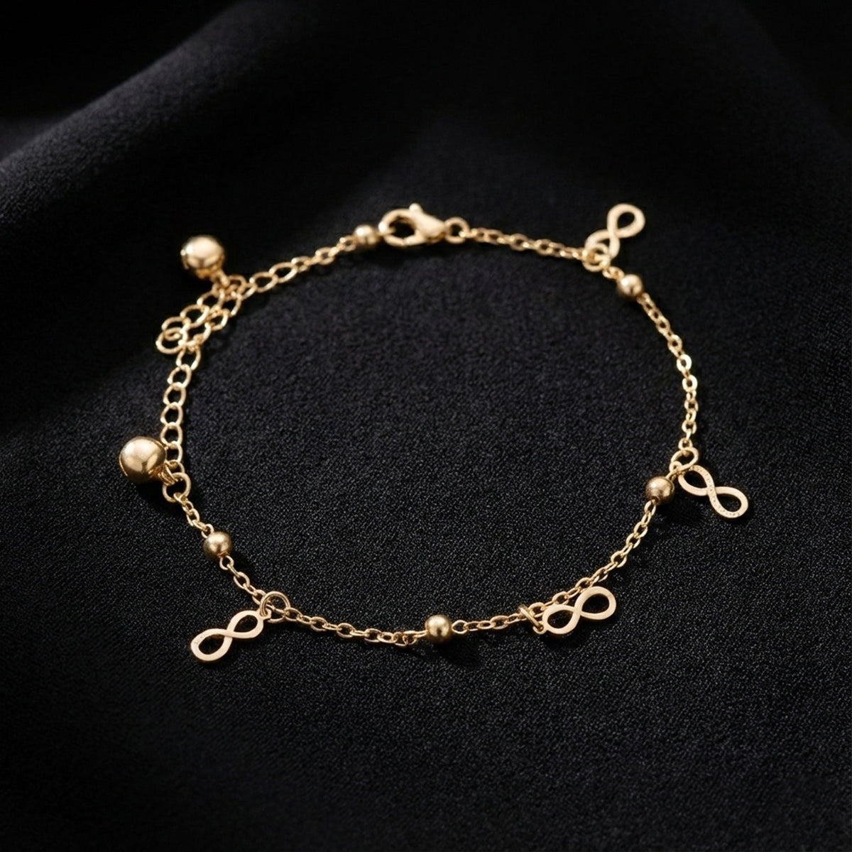Eternal Infinity Charm Gold Anklet jewellery product view 2