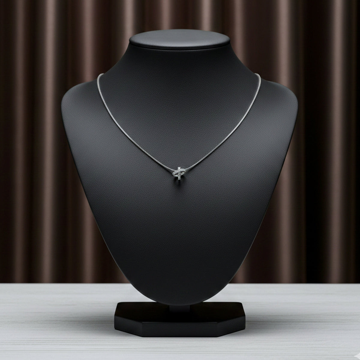 Infinity Cross Diamond Silver Necklace jewellery product view 3