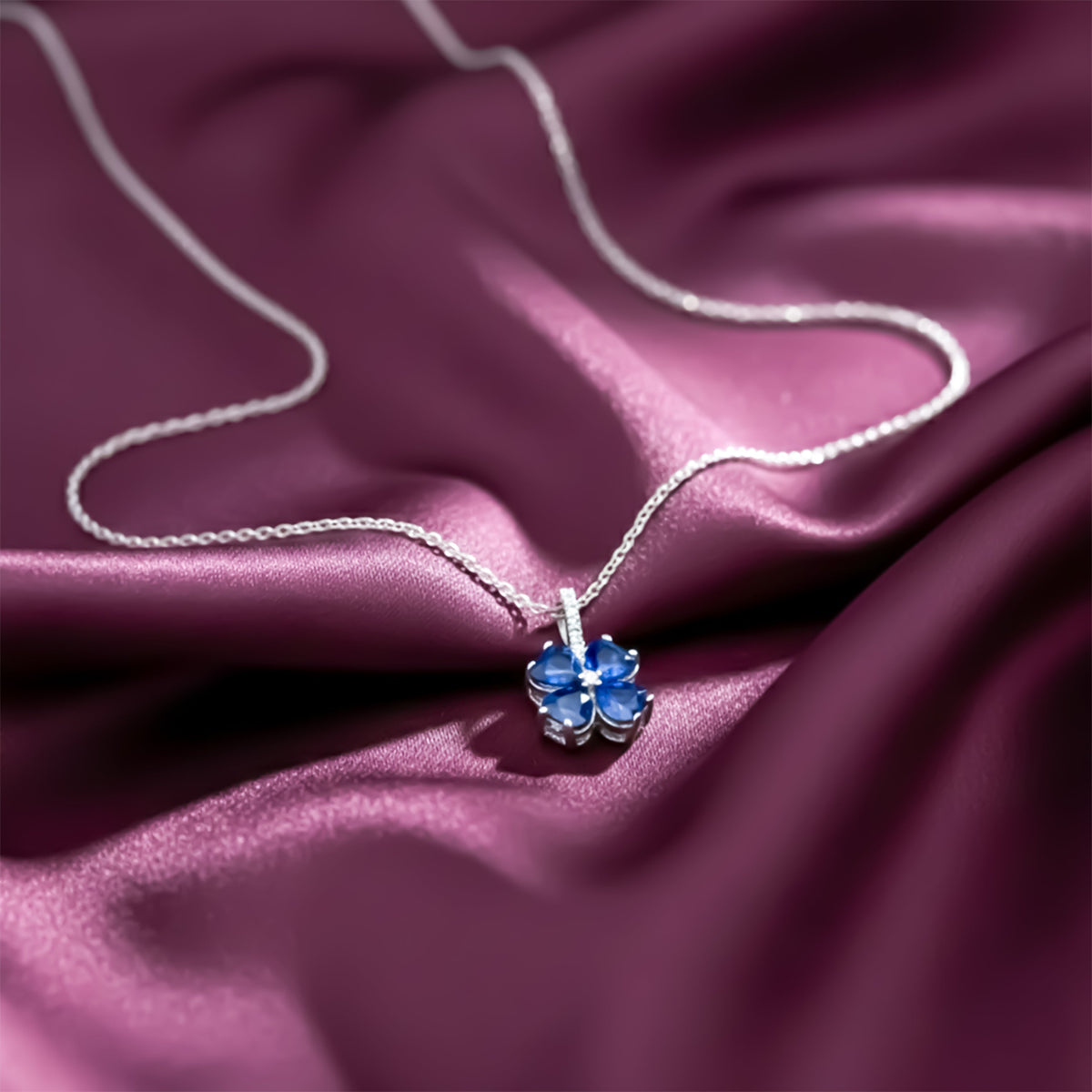 Aurielle Sapphire Bloom Necklace jewellery product view 1