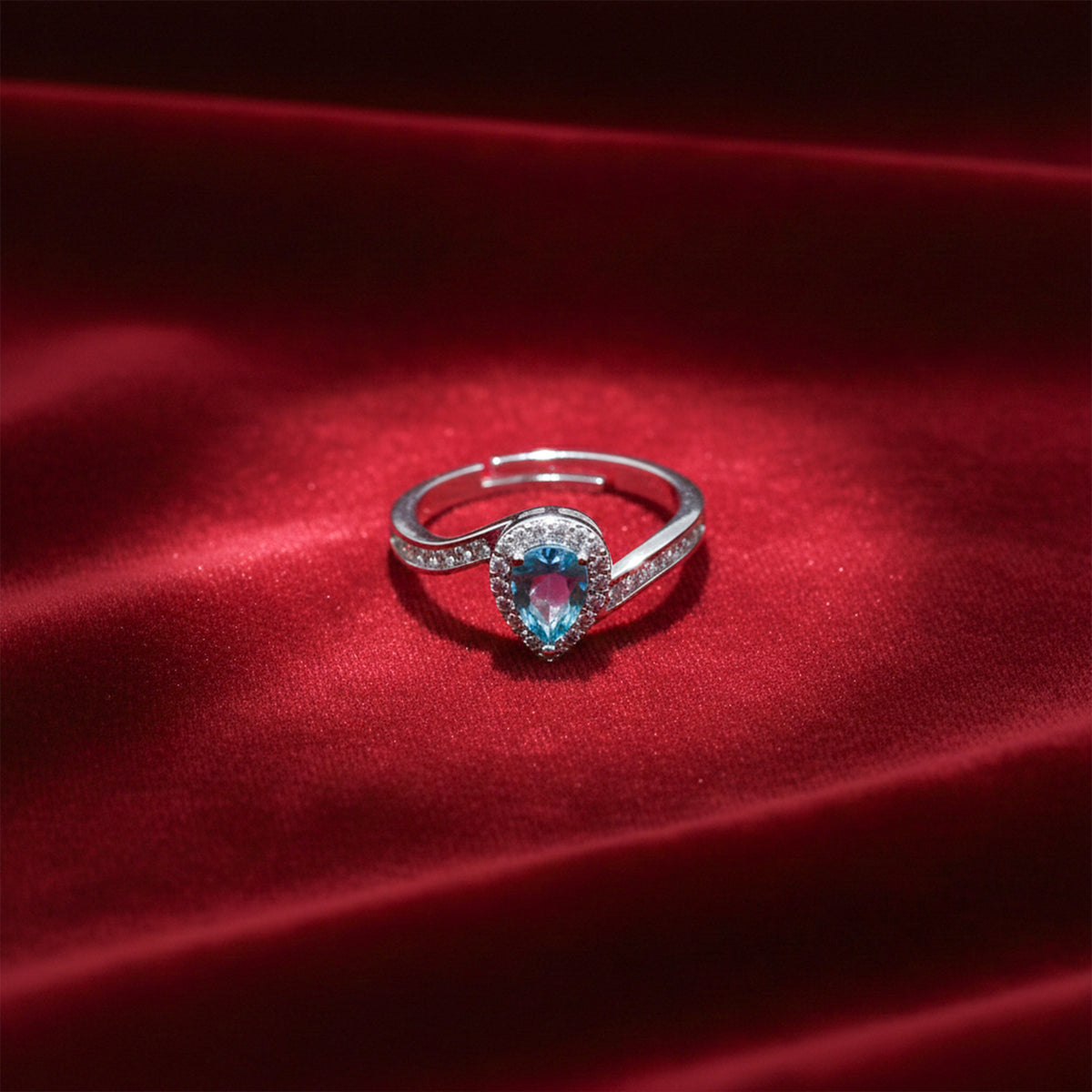 Azure Teardrop Halo Ring jewellery product view 3