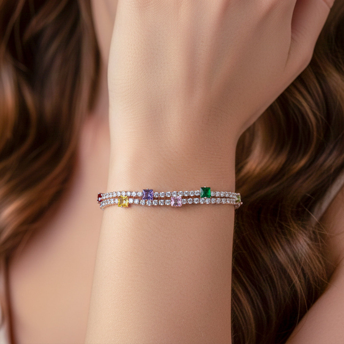 Luxury Rainbow Tennis Bracelet jewellery product view 3