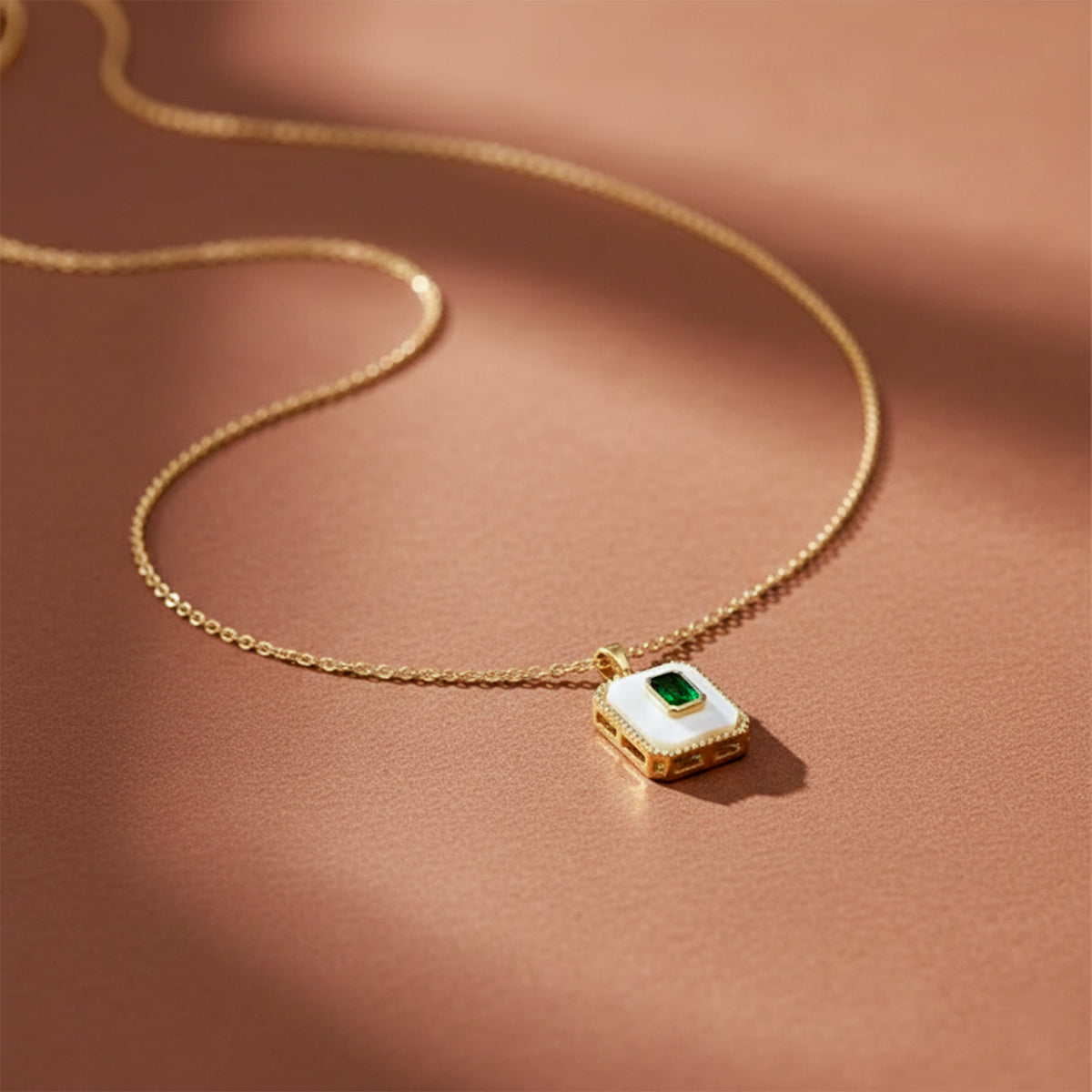 Celestine Royal Green Stone Gold Necklace jewellery product view 3