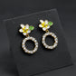 Golden Petal Pearl Circle Earrings jewellery product view 1
