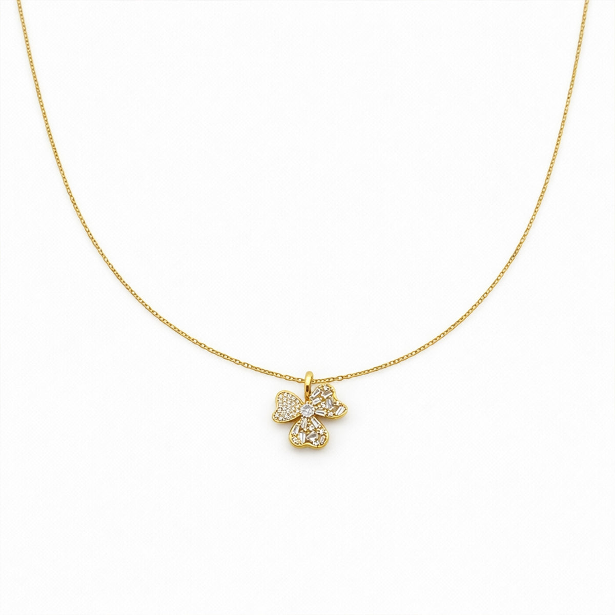 Dainty Gold Flower Pendant Necklace jewellery product view 3