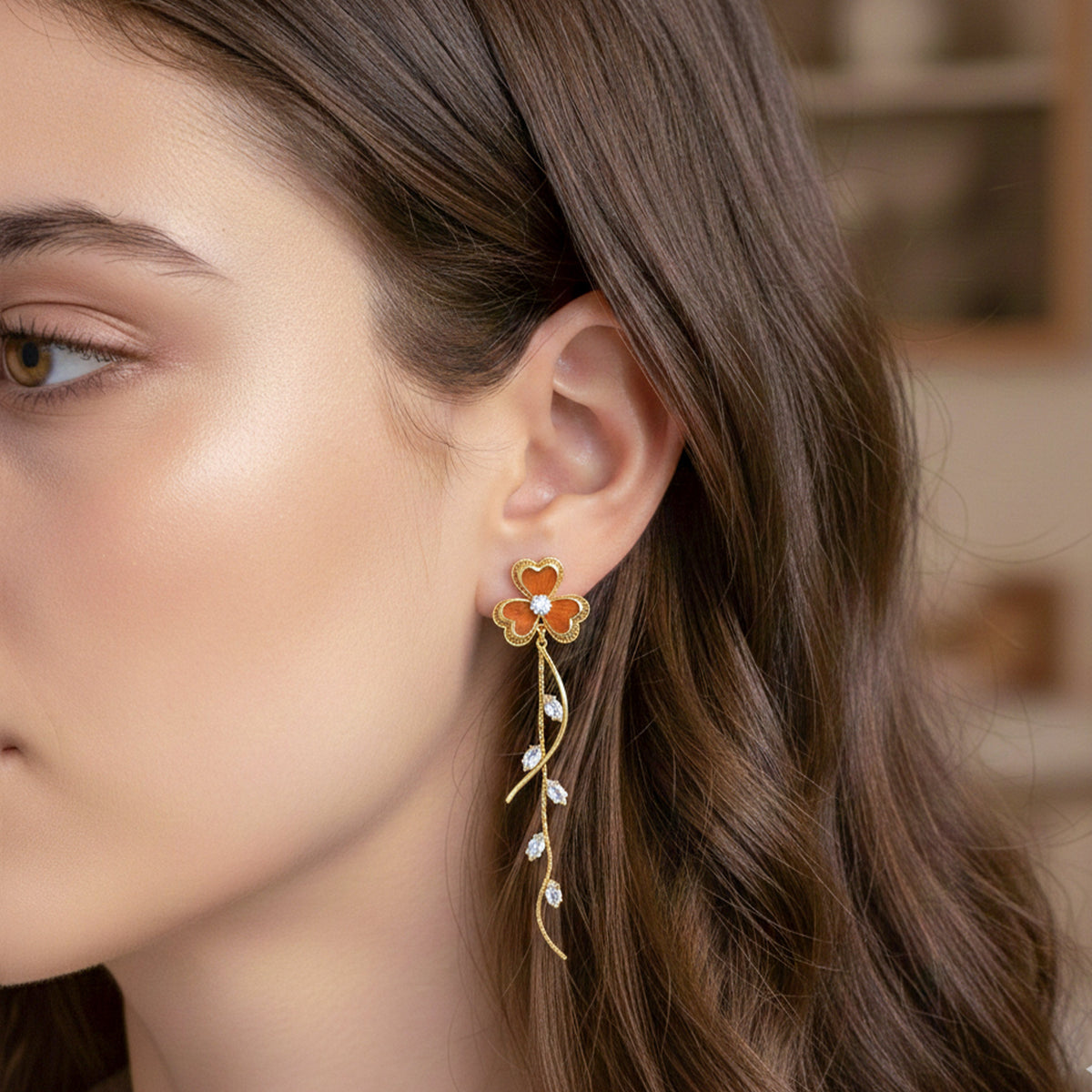 Clover Shine Dangle Earrings jewellery product view 2