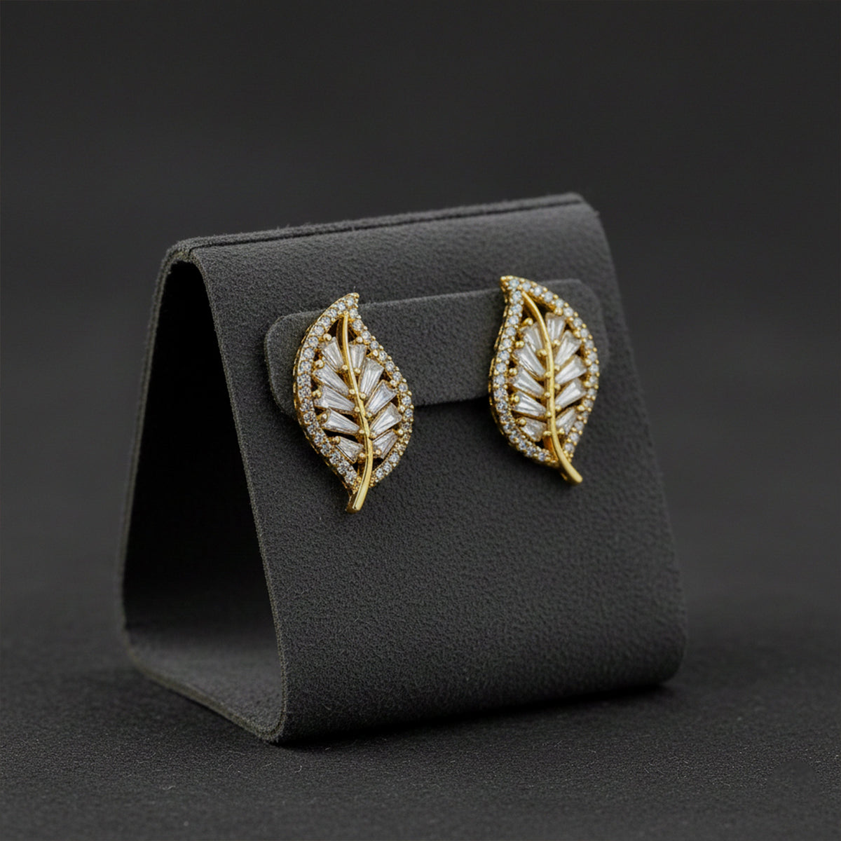 Leaf Luxe Stud Earrings jewellery product view 4