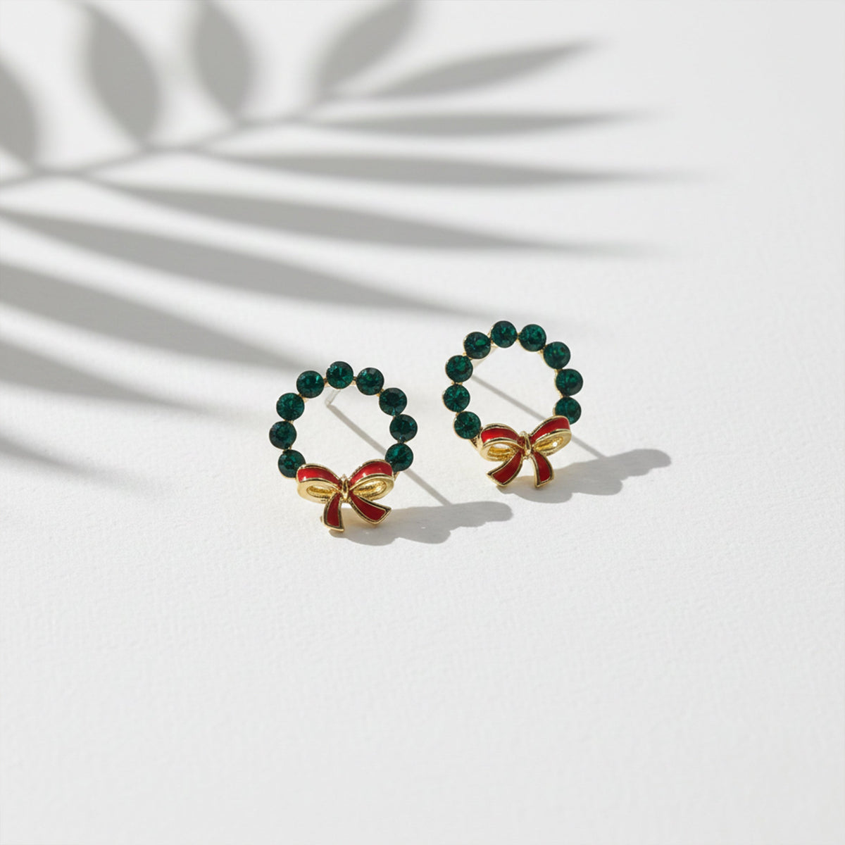 Elite Green Stone Bow Loop Earrings jewellery product view 5
