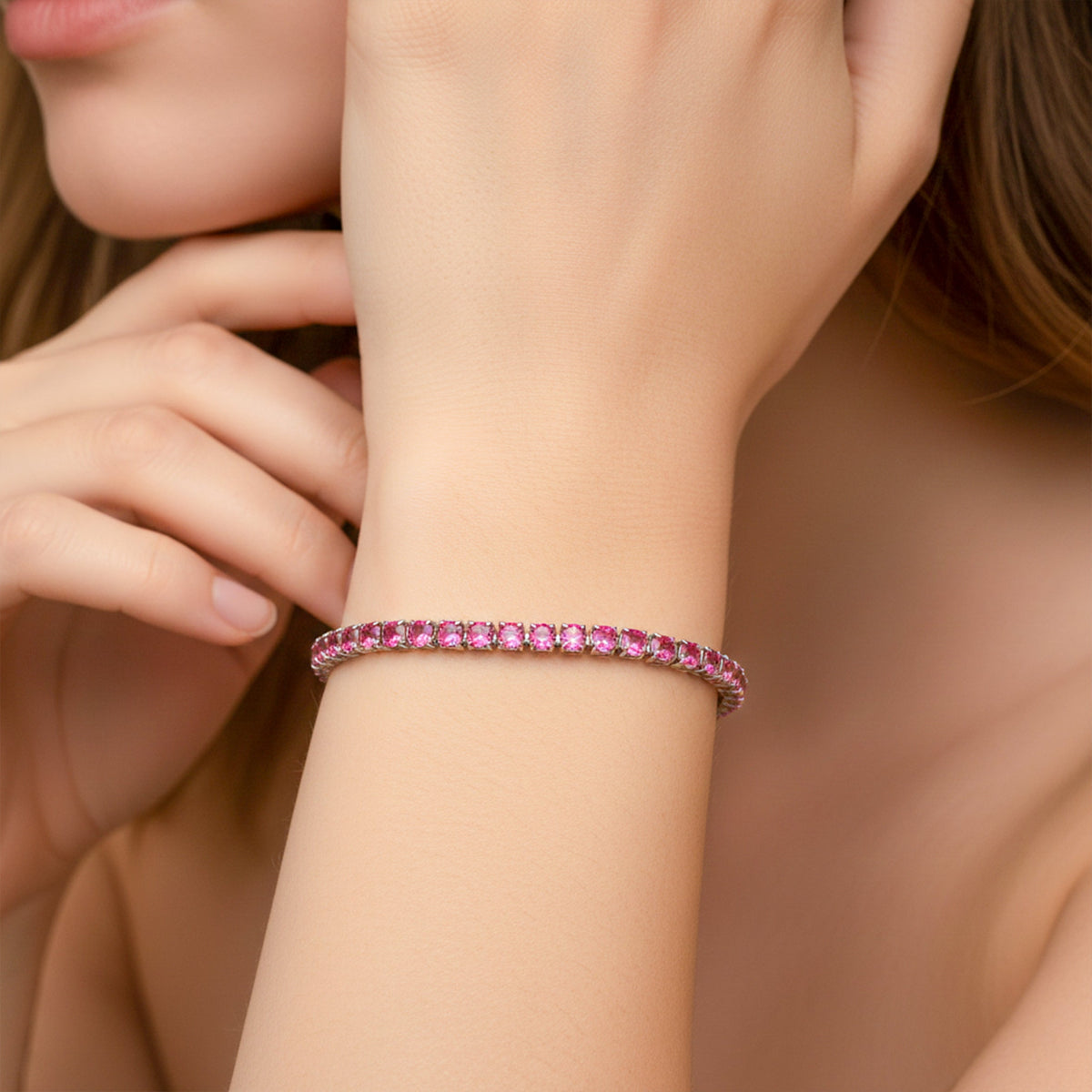 Ruby Radiance Luxe Tennis Bracelet jewellery product view 4