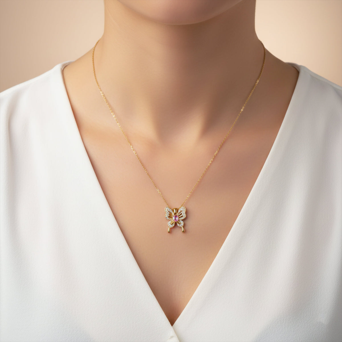 Butterfly Charm Necklace style 2 jewellery product view 4