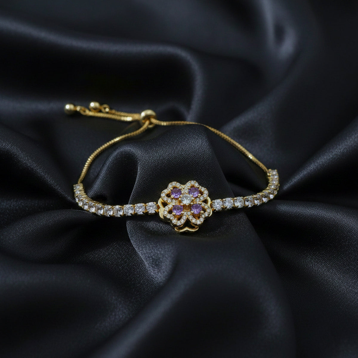 Violet Blossom Diamond Bracelet jewellery product view 1