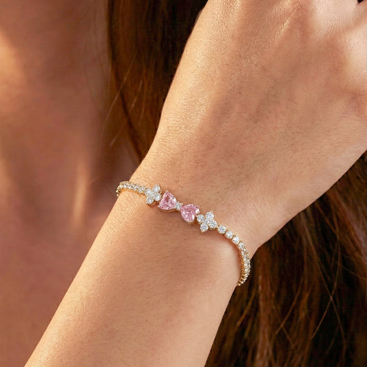 Aurora Pink Diamond Bow Bracelet jewellery product view 2