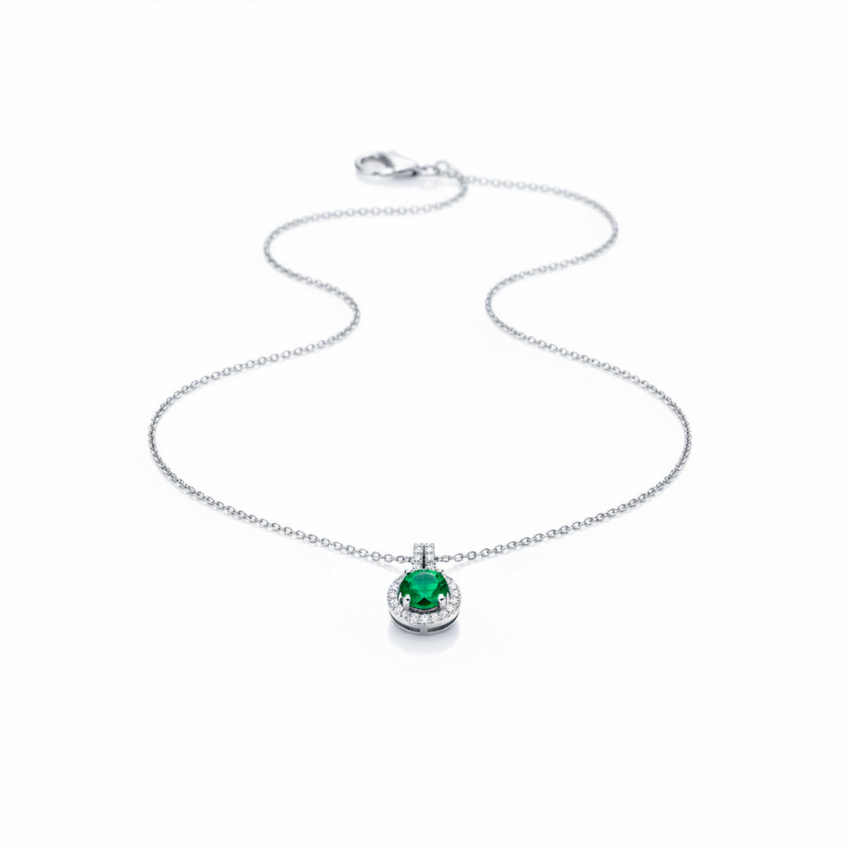 Aurielle Emerald Halo Diamond Necklace jewellery product view 4
