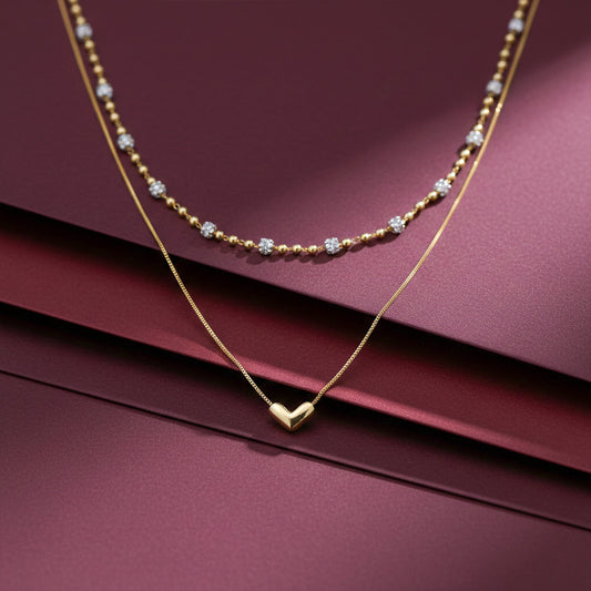 Luxpenny Dual Layer Gold Heart Necklace jewellery product view 2