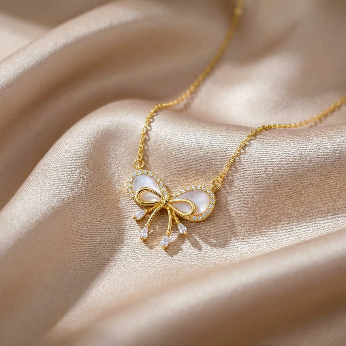 Celestine Luxe Ribbon Pearl Necklace jewellery product view 2