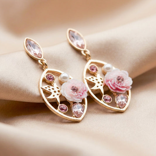 Pink Pearl Elegance Drops Earrings jewellery product view 2