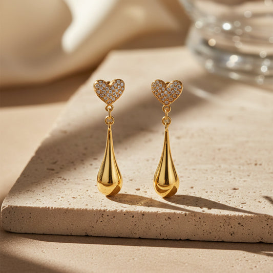 Golden Heart Drip Luxe Earrings jewellery product view 1