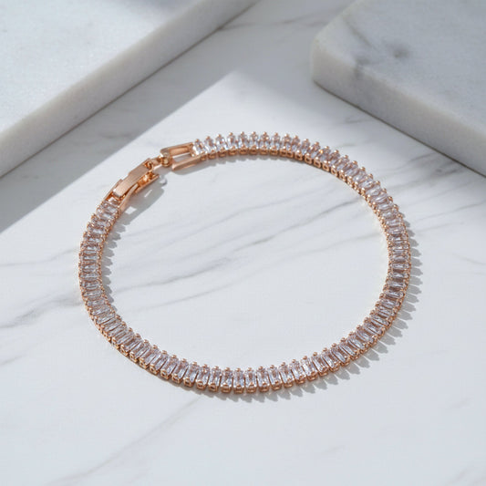 Opulenza Rose Gold Baguette Bracelet jewellery product view 2