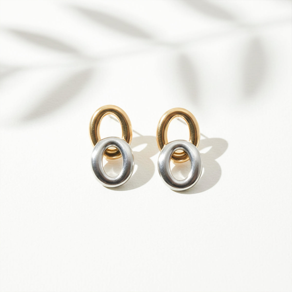 Timeless Dual Link Gold Silver Earrings jewellery product view 3