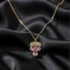 Royal Pink Crystal Leaf Pendant Necklace jewellery product view 1