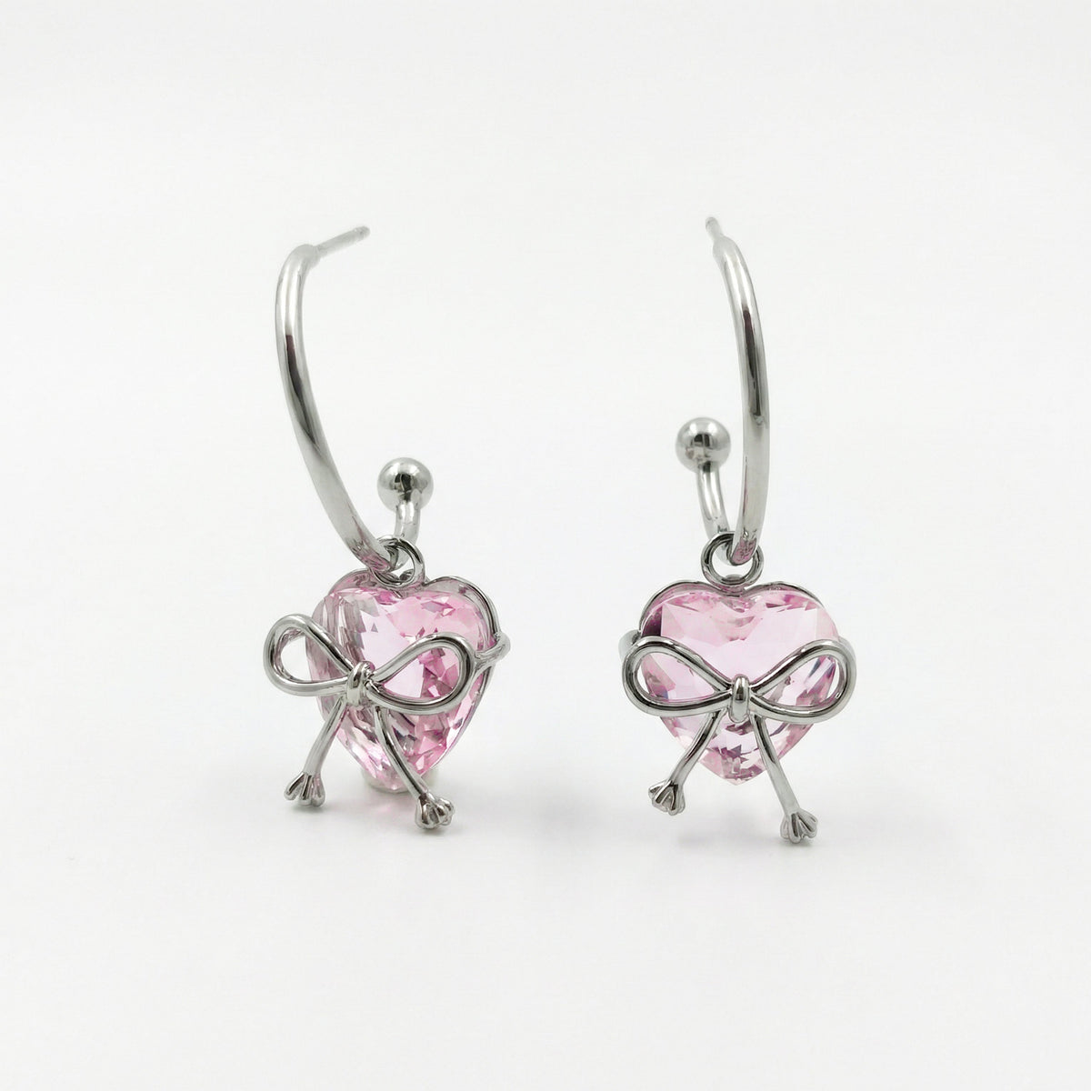 Blush Heart Luxe Bow Hoop Earrings jewellery product view 3