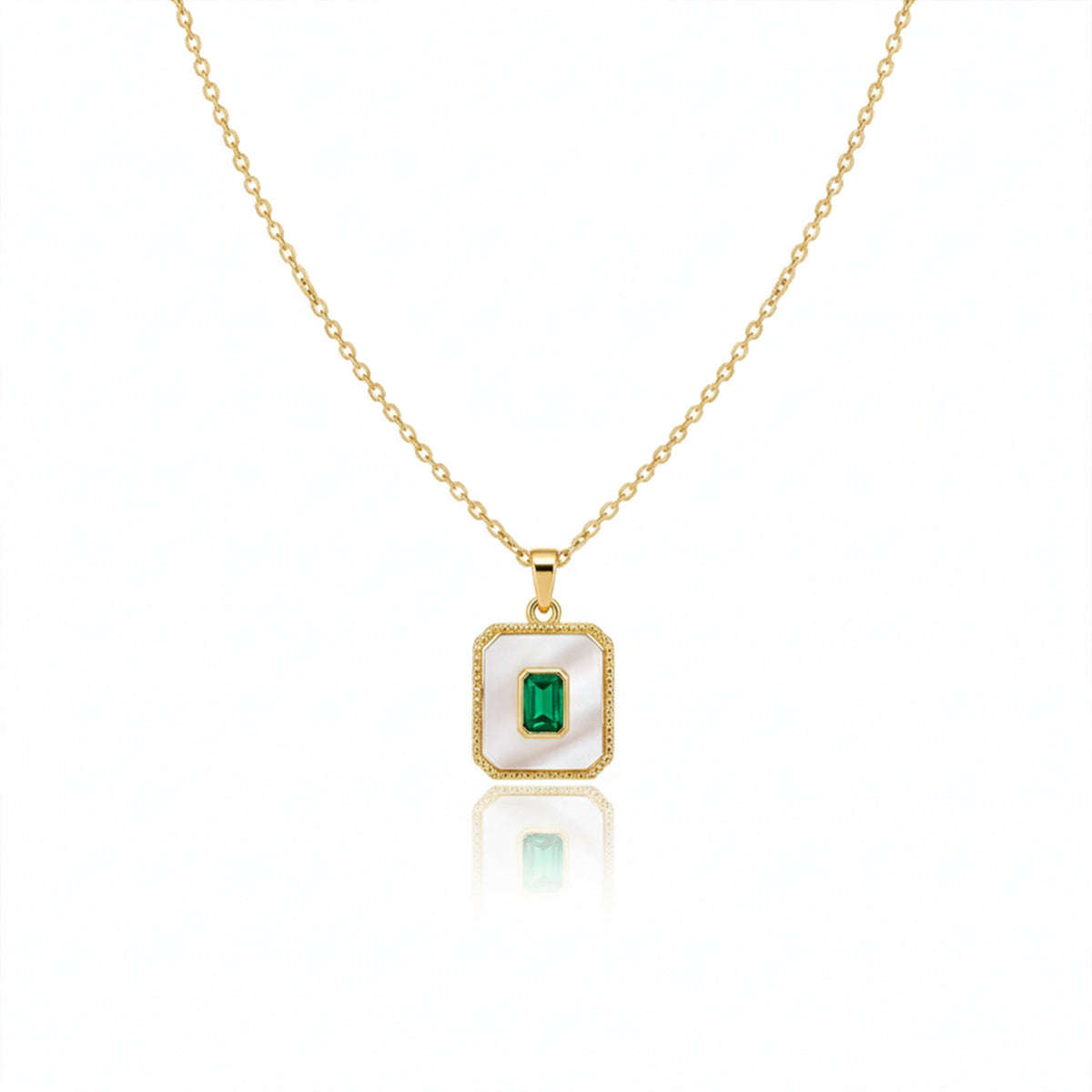 Celestine Royal Green Stone Gold Necklace jewellery product view 4
