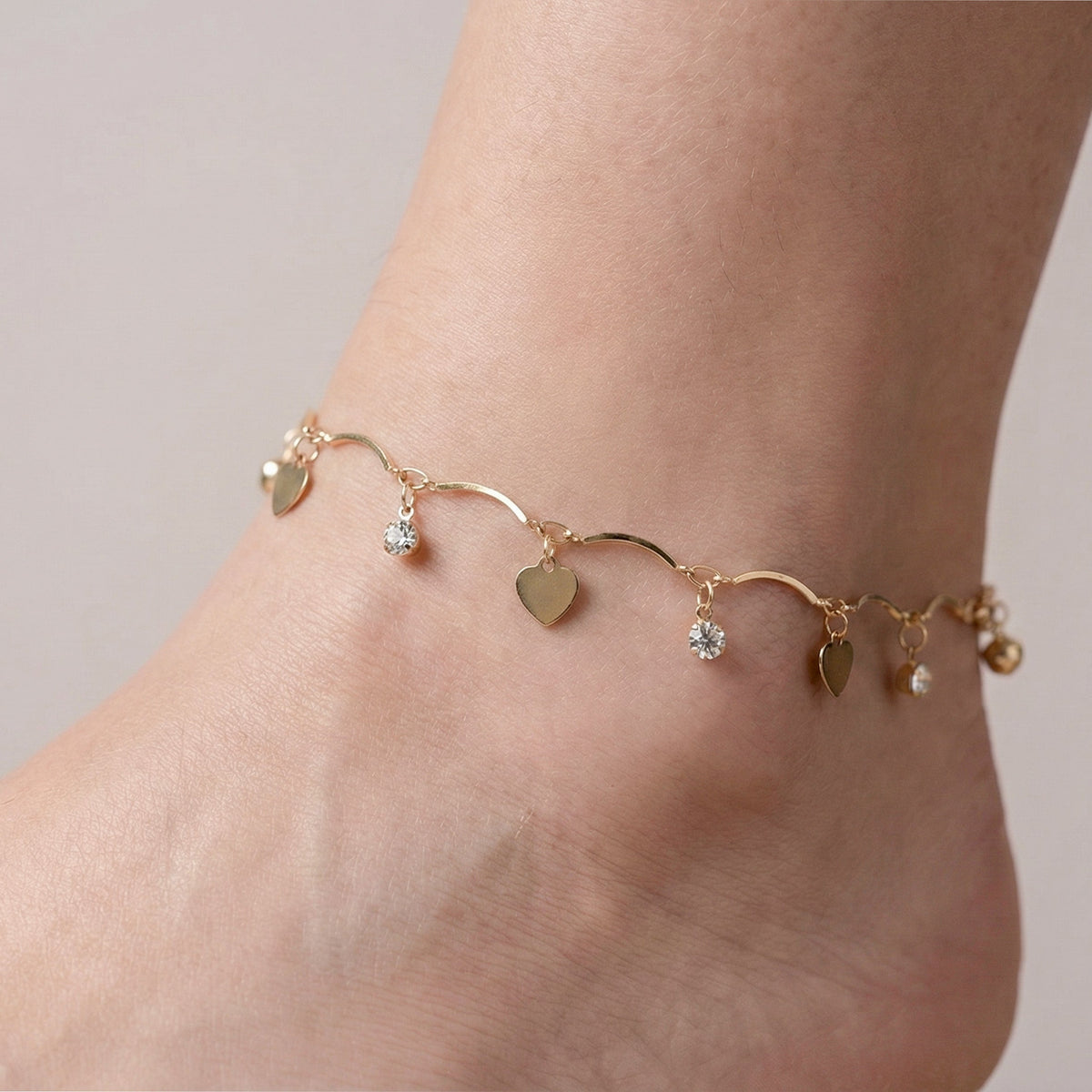 Amoura Gold Heart Anklet jewellery product view 3