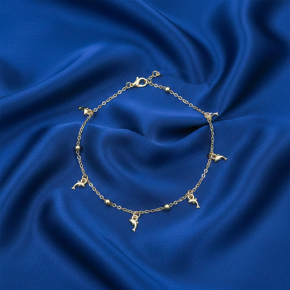 Premium Dolphin Charm Gold Anklet jewellery product view 1