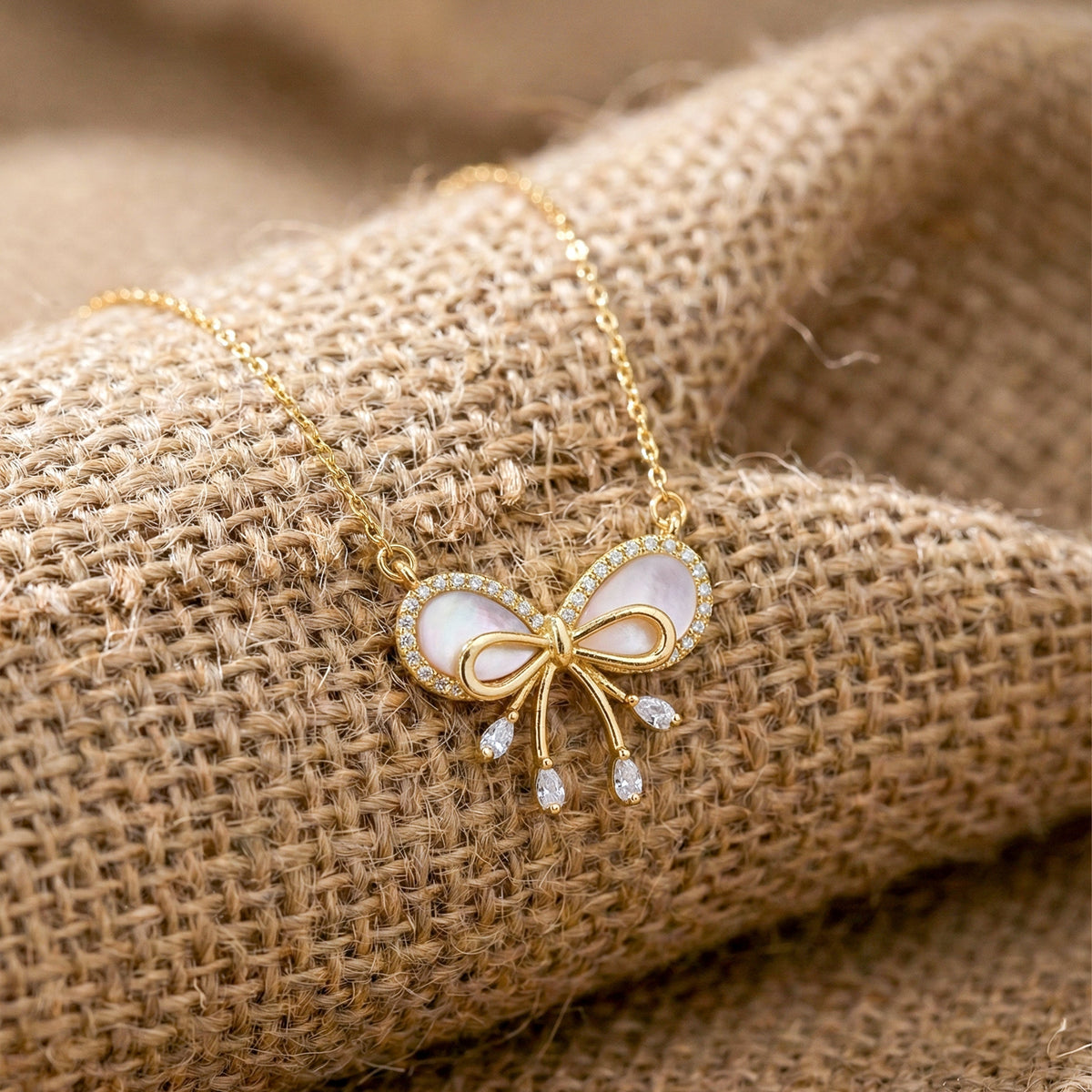 Celestine Luxe Ribbon Pearl Necklace jewellery product view 1