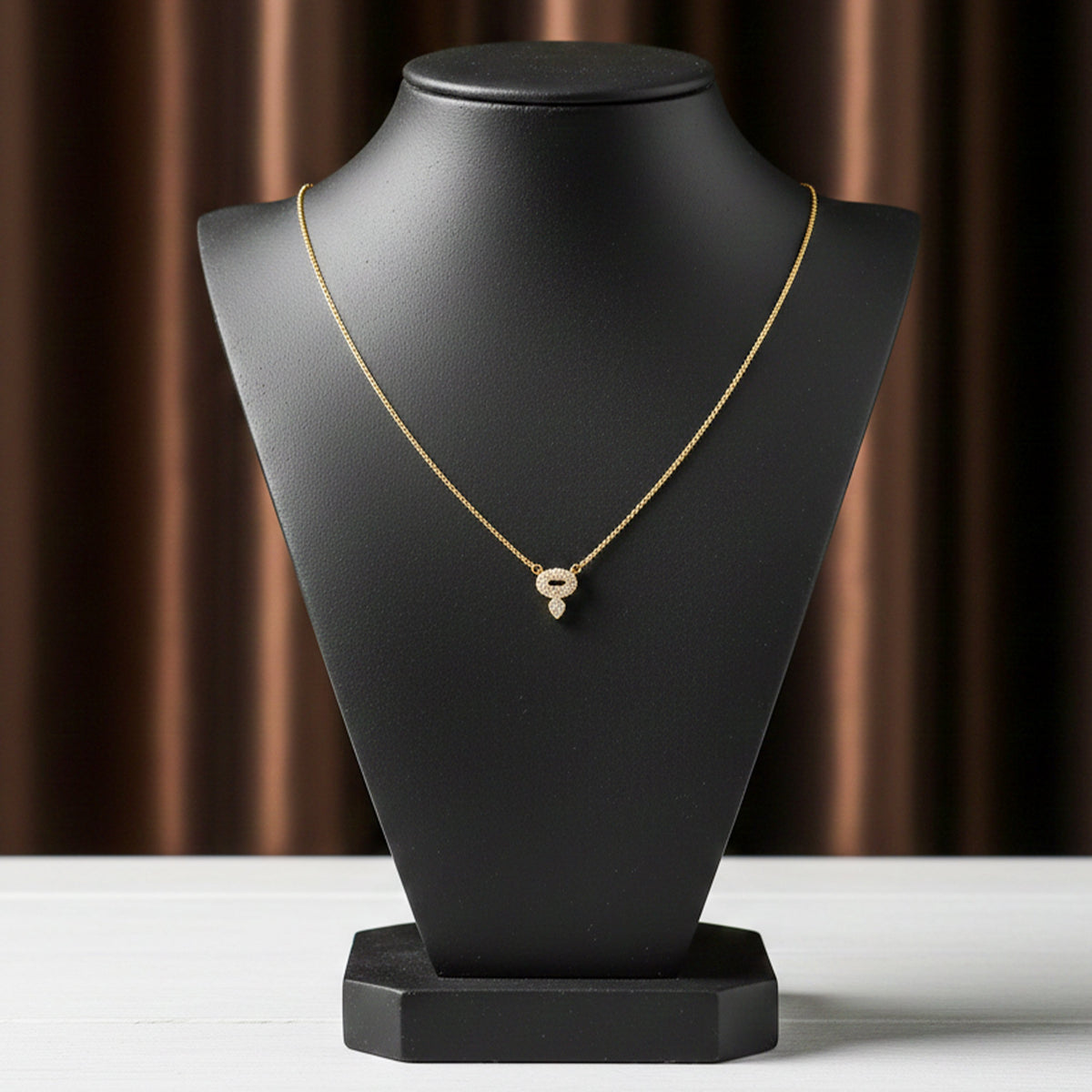 Luxury Halo Diamond Gold Necklace jewellery product view 4