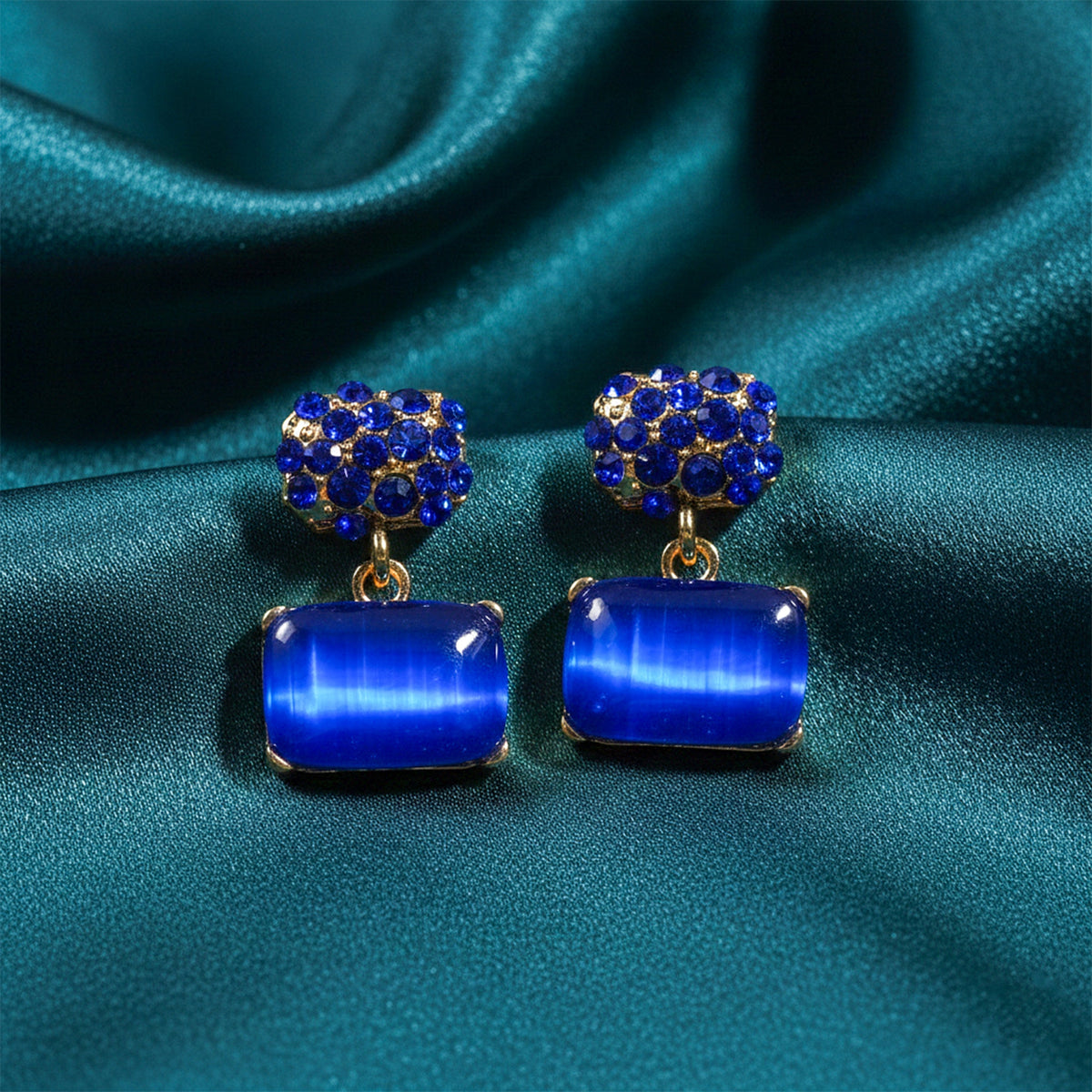 Blue Opulence Drops Earrings jewellery product view 4