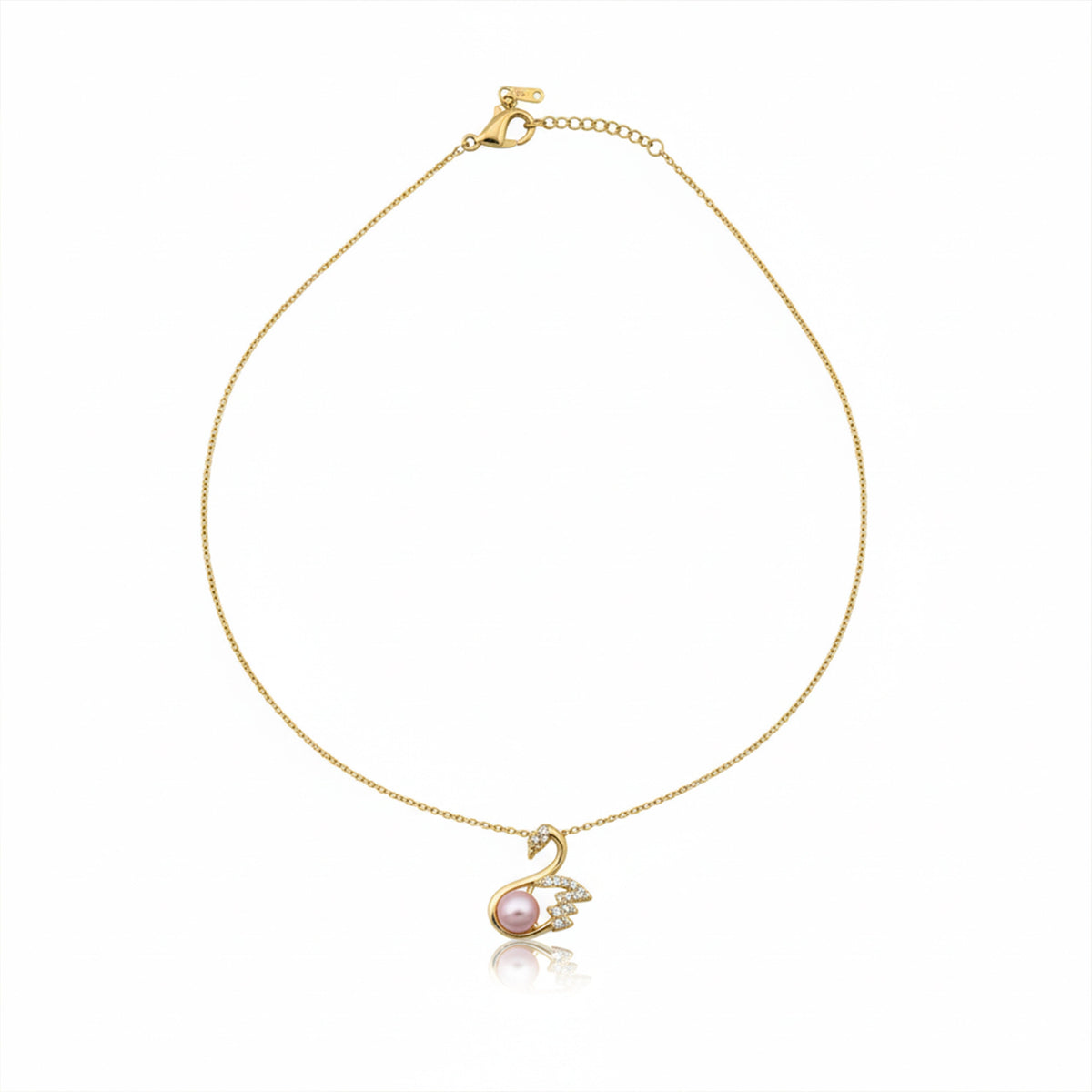 Gold Swan Pearl Pendant Necklace jewellery product view 5