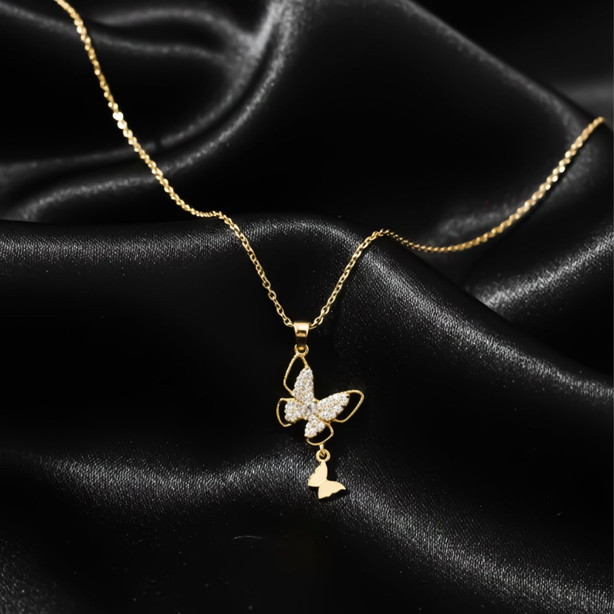 Royal Crystal Butterfly Drop Necklace jewellery product view 2