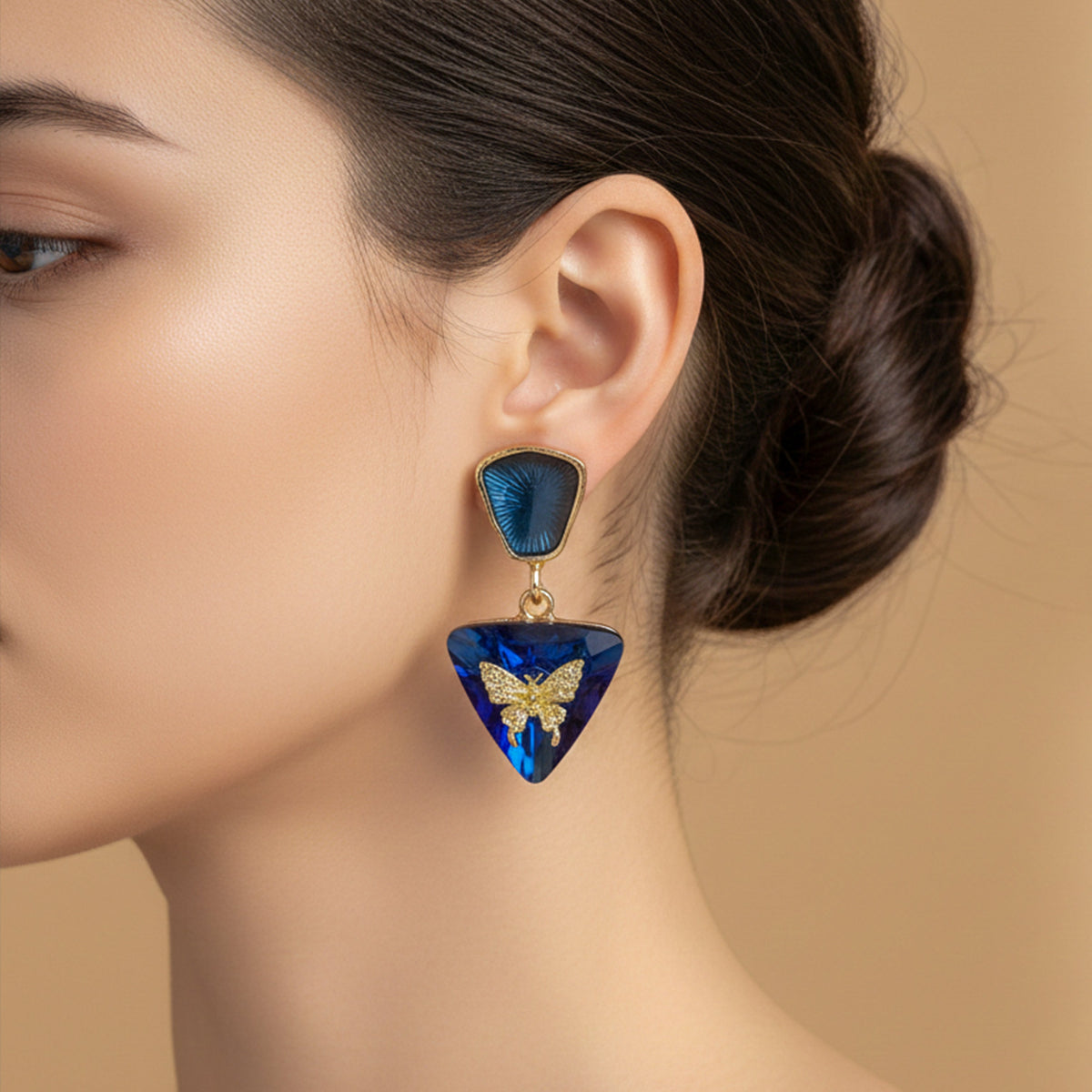 Butterfly Charm Blue Drop Earrings jewellery product view 2