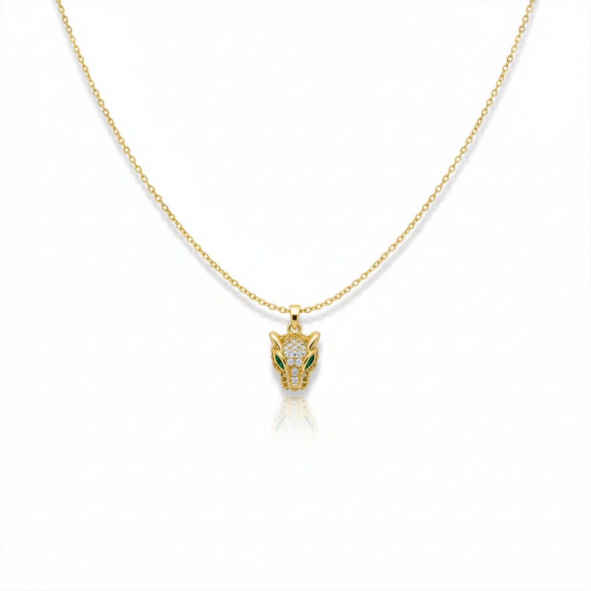 Wild Fox Head Crystal Gold Necklace jewellery product view 5