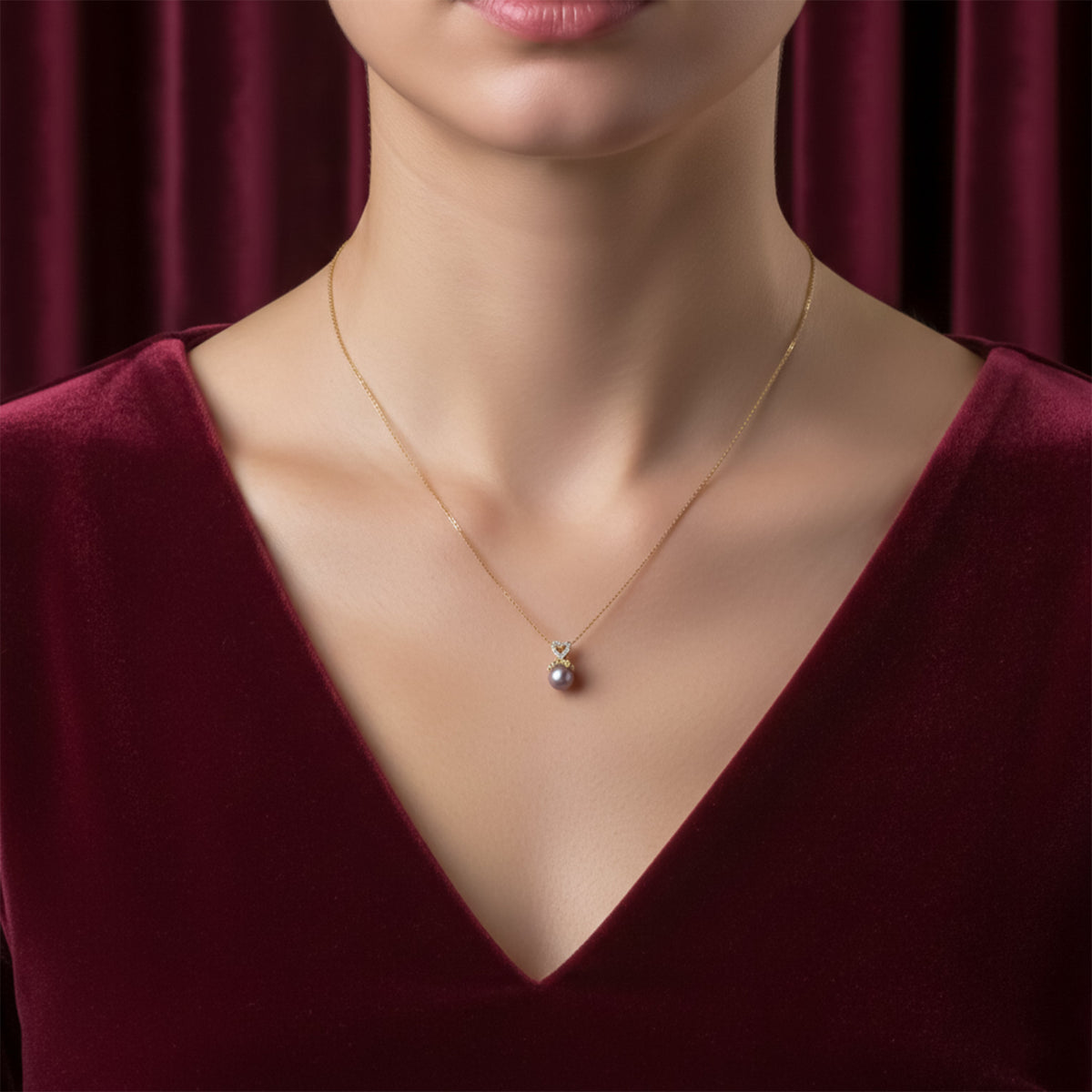Amore Pearl Heart Necklace jewellery product view 3