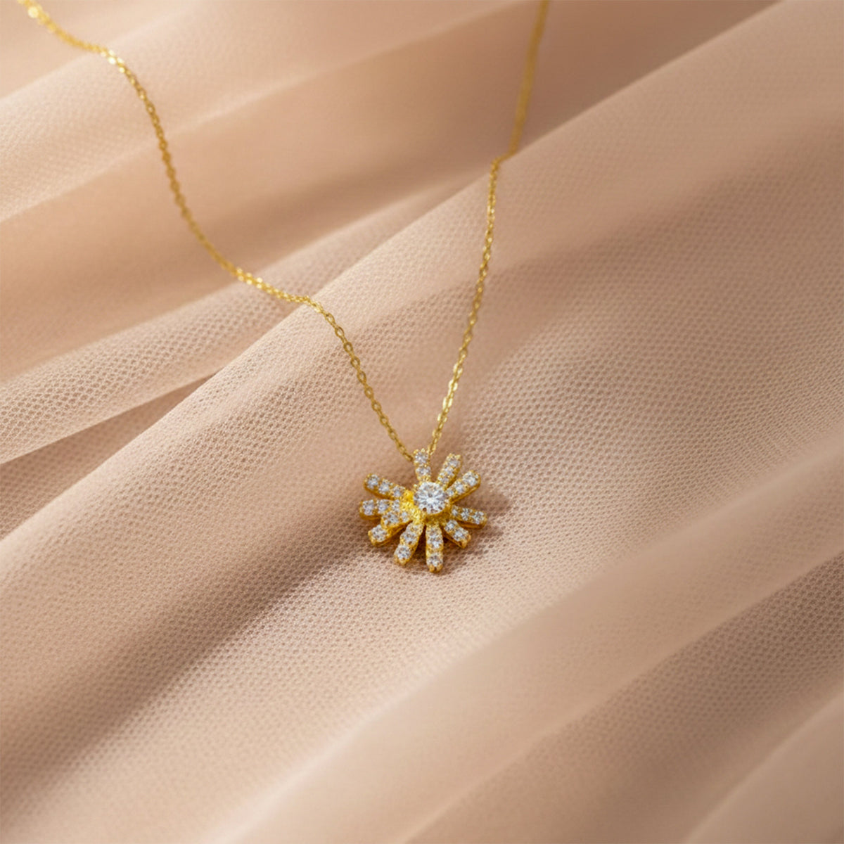 Aurielle Sunburst Diamond Pendant Necklace jewellery product view 6