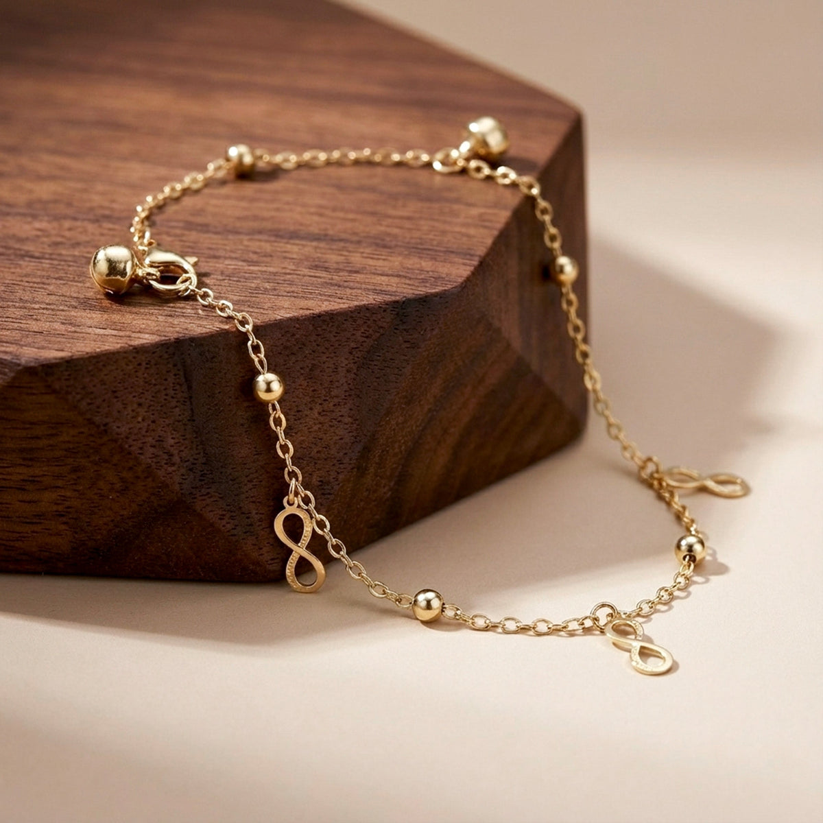Eternal Infinity Charm Gold Anklet jewellery product view 1