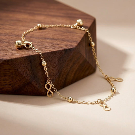 Eternal Infinity Charm Gold Anklet jewellery product view 1