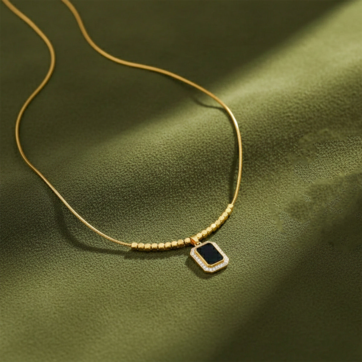 Velora Black Stone Gold Necklace jewellery product view 1